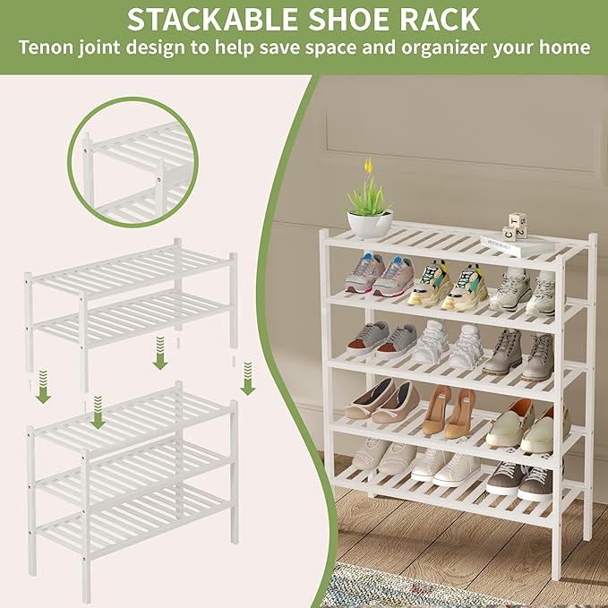 ROMGUAR CRAFT 3 Tier Bamboo Shoe Rack