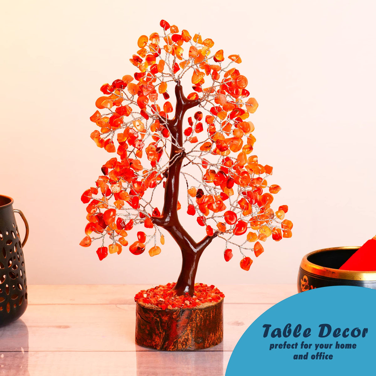Carnelian - Crystal Tree - Gemstone - Crystal Bonsai Tree - Feng Shui - Money Crystal Stone - Crystal Tree of Life Decor - Crystal Gift - Spiritual Decor - Rock Tree - Chakra Stone