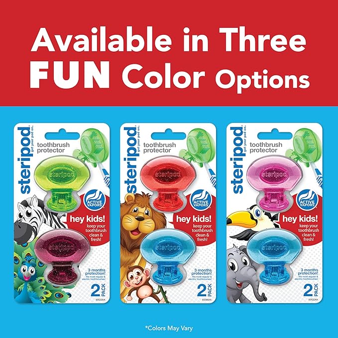 Steripod Kids' Clip-On Toothbrush Protector, Keeps Toothbrush Fresh and Clean