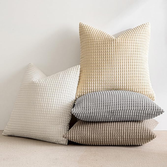MIULEE Neutral Harmony Decorative Pillow Covers 20x20 Inch Set of 4 Rustic