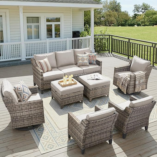 Wicker Patio Furniture Set-7 PieceAll Weather Outdoor Conversation Sets