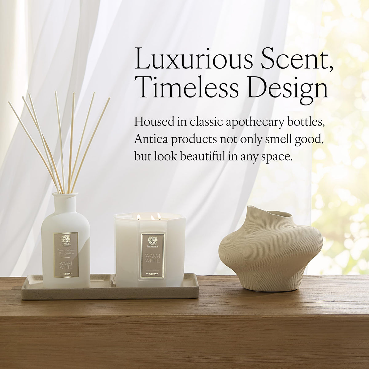 Antica Farmacista Home Ambiance Diffuser - Long-Lasting Reed Scent Diffuser - Luxury Room Freshener Gift - Sandalwood Amber, 8.45 fl oz