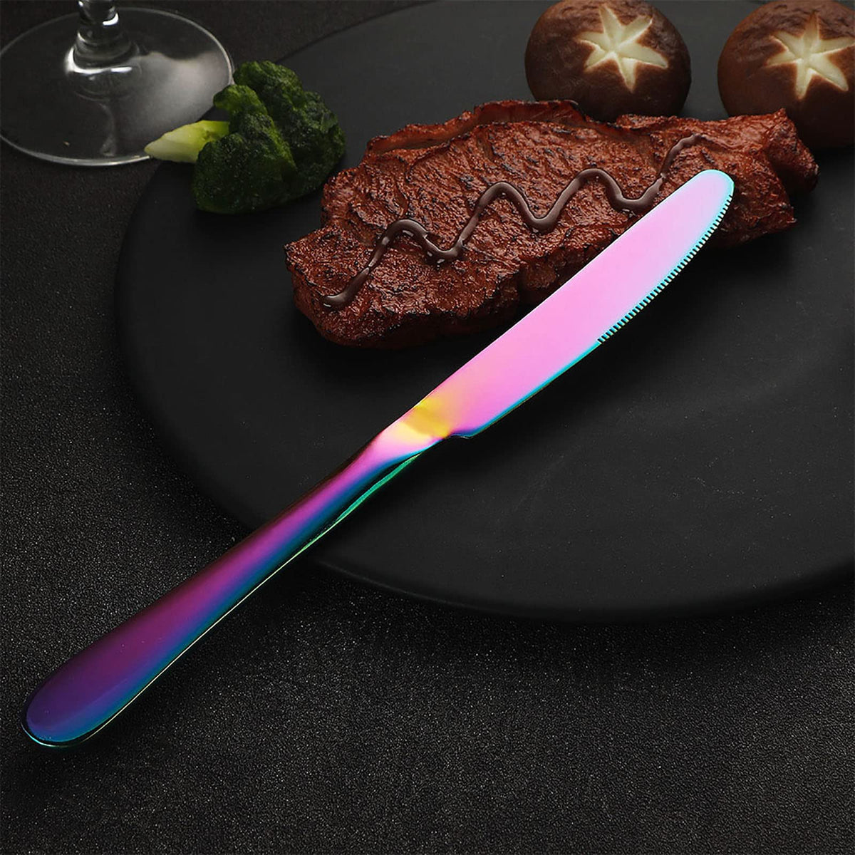 VANDBAO Rainbow Flatware Cutlery Silverware Set 20 Pieces, Stainless Steel Colorful Utensils, Tableware Set Service for 4, Include Knife/Fork/Spoon, Reusable, Mirror Polished, Dishwasher Safe