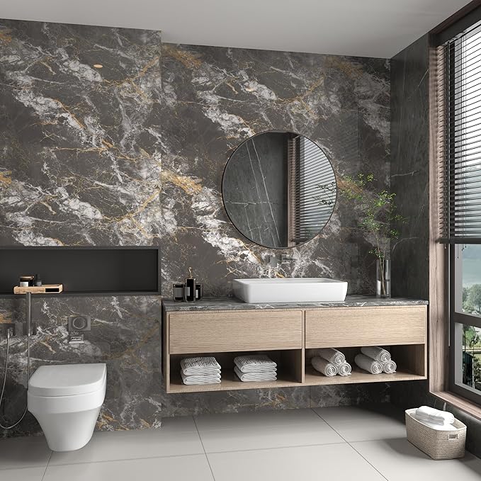BAYYA Dark Grey/Gold Marble Contact Paper