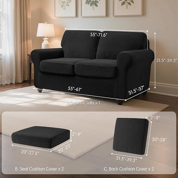 SUBRTEX 5 Pieces Stretch Sofa Slipcover Sets Couch Cover Sets Backrest Cushion