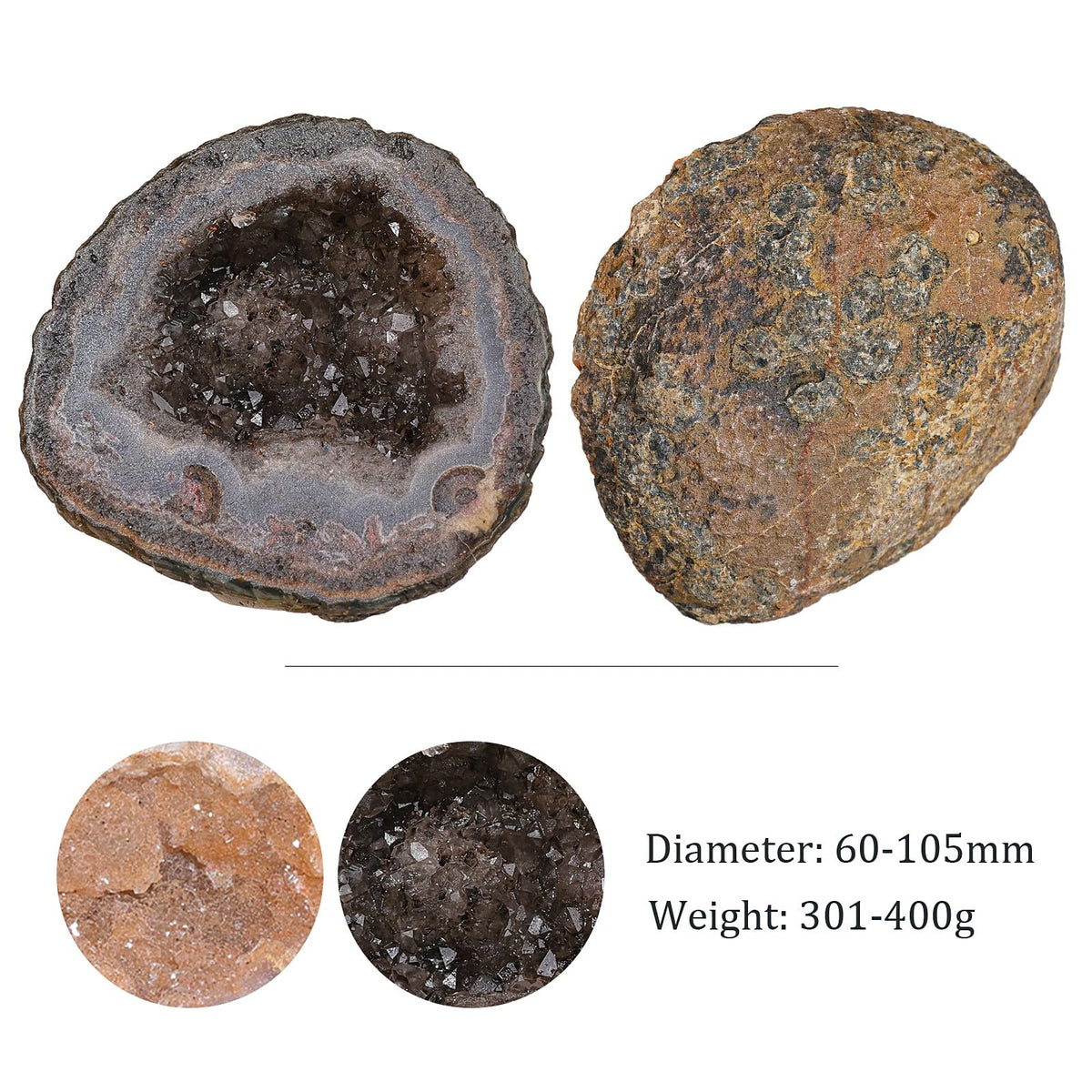 Sportmusies Irregular Natural Geode Agate Crystal Cluster Mineral Specimen Desk Shelf Home Decoration, Reiki Healing Yoga Oil Diffuser Stone, 2.36-4.13 inches