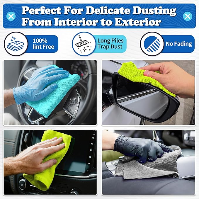 FIXSMITH Shop Towels, Microfiber Cleaning Cloth Bulk, 200 Pack Microfiber Towels