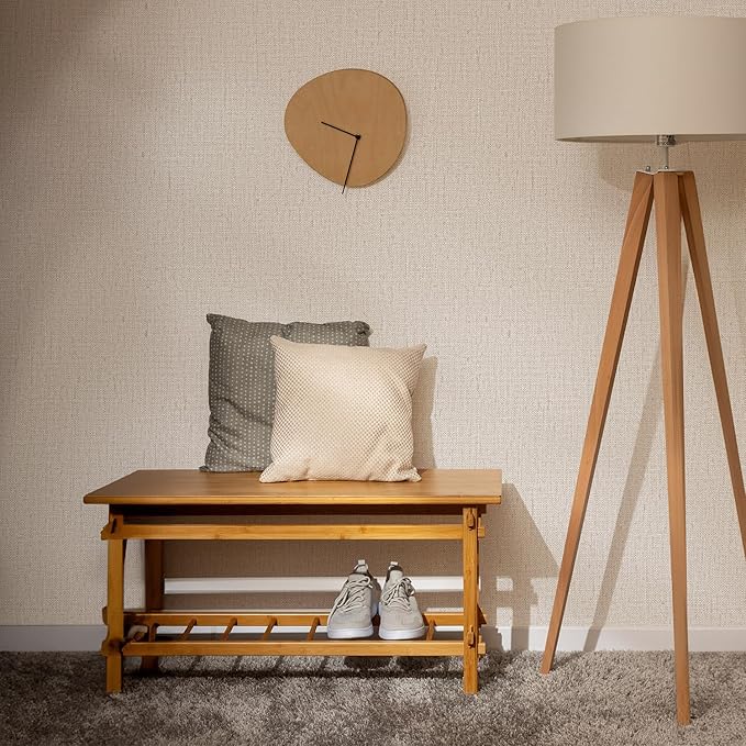 Beige Grasscloth Wallpaper Peel and Stick Textured Self Adhesive Linen Contact