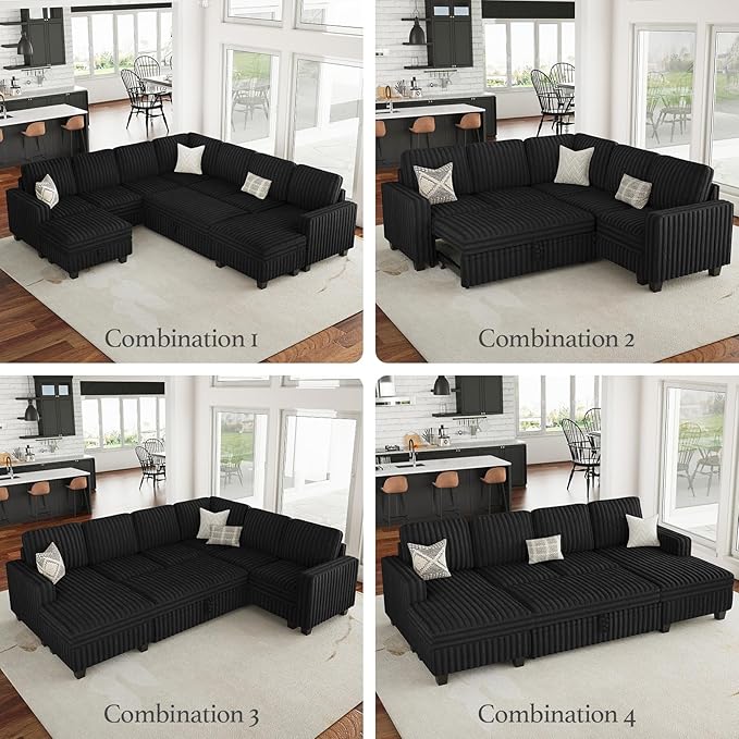 Belffin Plush Corduroy Modular Sectional Sofa Armrest Part Module
