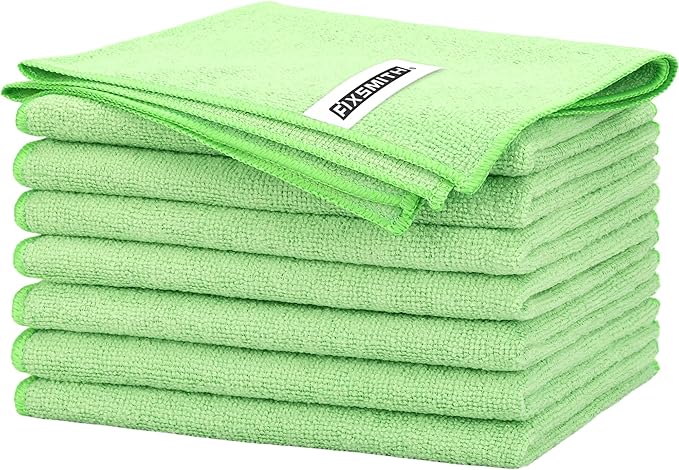 FIXSMITH Sage Green Microfiber Cleaning Cloth -Pack of 8, Highly Absorbent