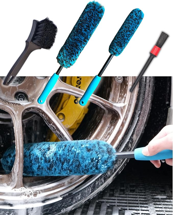 PRO Choice 4 Pack Long Handle Wheel Brush Kit