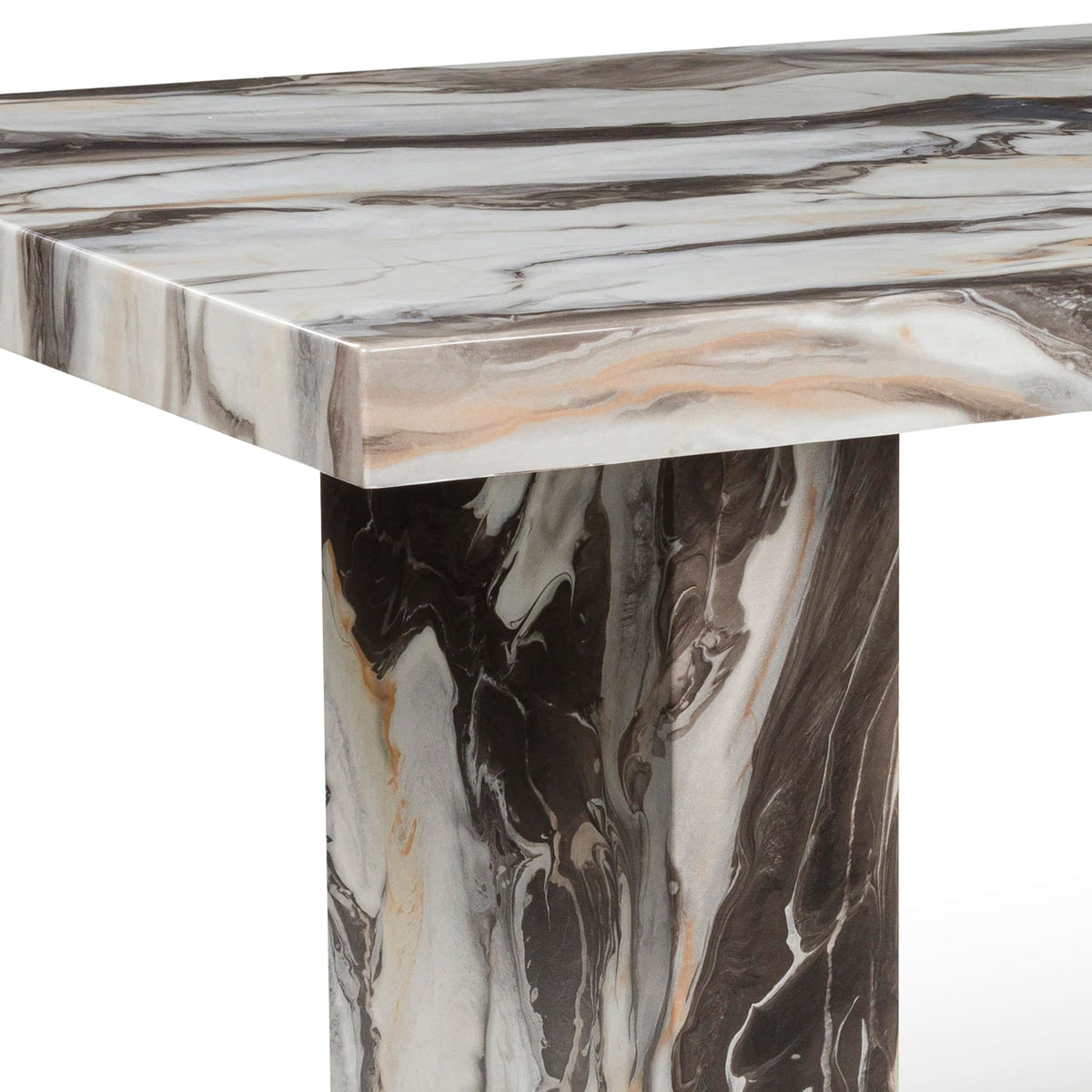 Roundhill Furniture Cavira Modern Faux Marble Dining Table with 4 Chairs and Bench