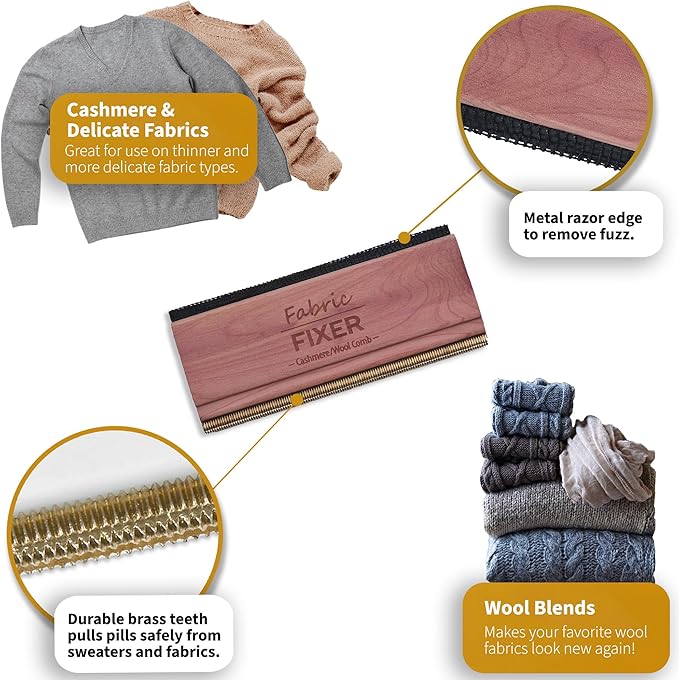 Cashmere and Multi-Fabric Sweater Comb Combo Manual Fabric Defuzzer Wool Lint