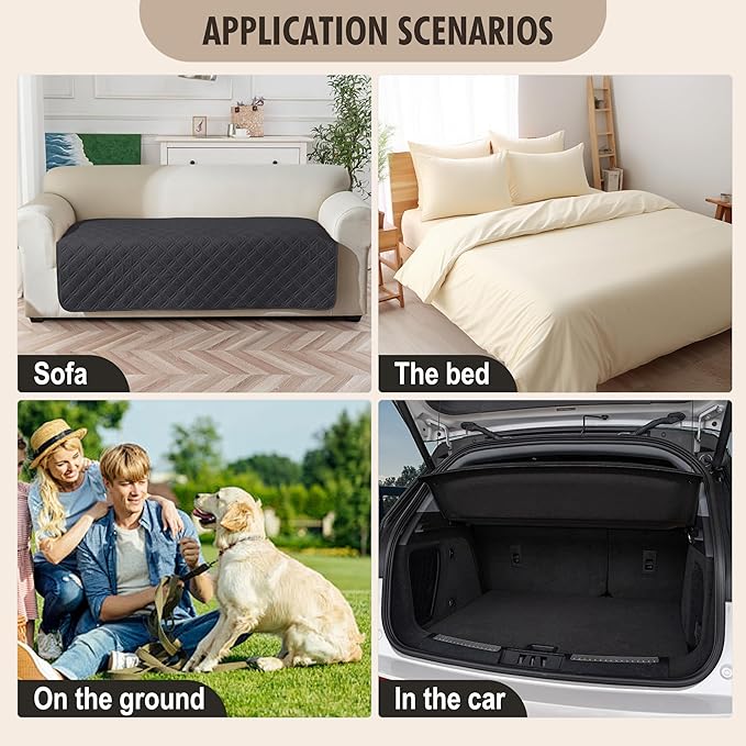 Genina Waterproof Couch Cover, Washable Anti-Slip 78inch Sofa Covers