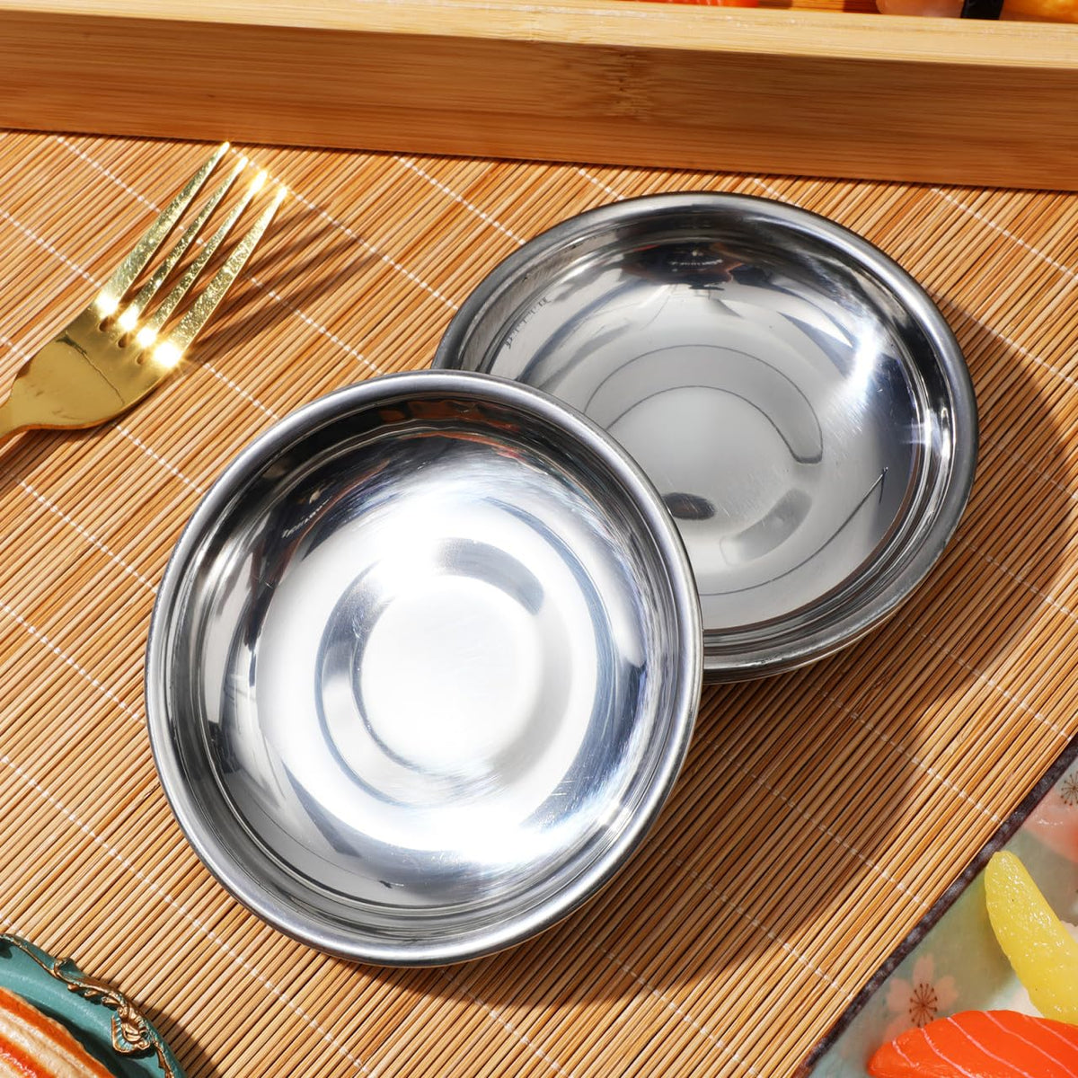 Sosoport 10Pcs Stainless Steel Small Plates 3.93 Inch Round Sauce Dishes for Condiments Mustard Appetizer Bowls Ideal for Home Kitchen Dining Entertaining