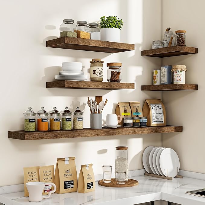 Acovy 36 Inch Floating Shelves, Wooden Shelves
