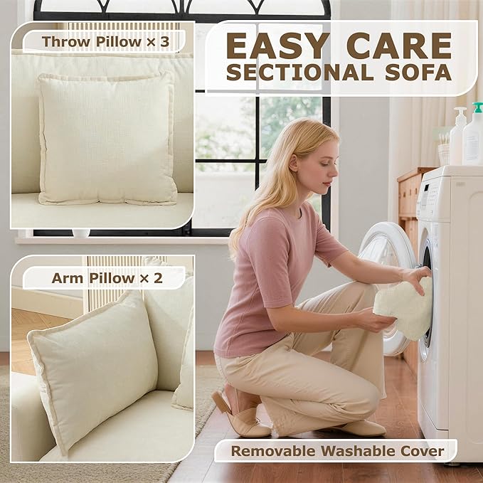 113” Modular Sectional Sofa, L Shaped Cloud Couch