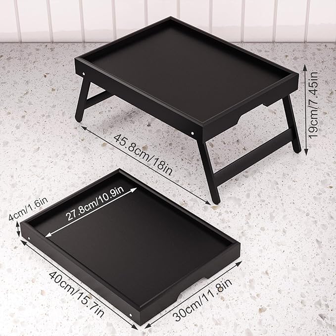 Fibogollo 4 Pack Bamboo Bed Tray Table