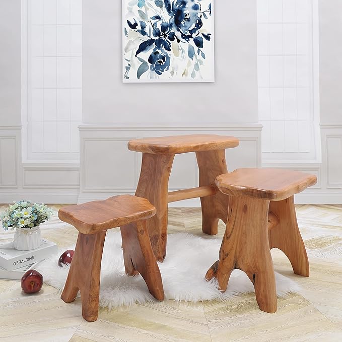 Natural Shape Solid Wood Tree Stump Stool 15"x12"x15" Cedar Root End Table