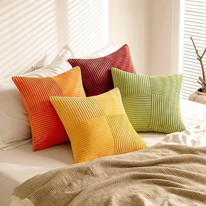 MIULEE Burnt Orange Decorative Throw Pillow Covers 18x18 Inch Set of 4 Boho