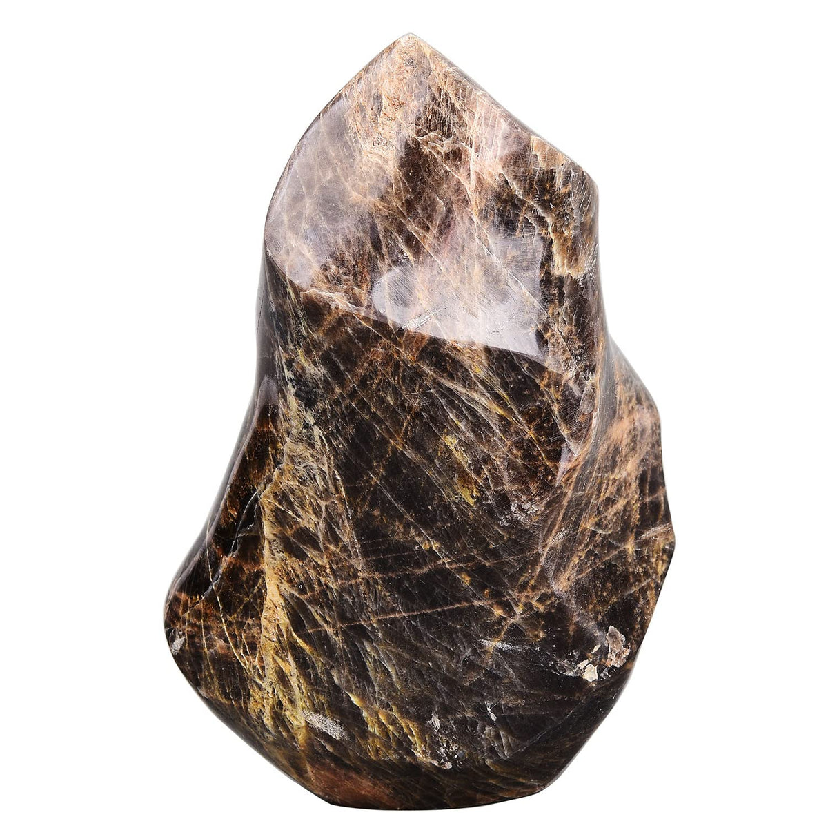 AMOYSTONE Black Moonstone Flame Shaped Towers Large Healing Crystal Stone Home Decor 1.0-1.5LBS