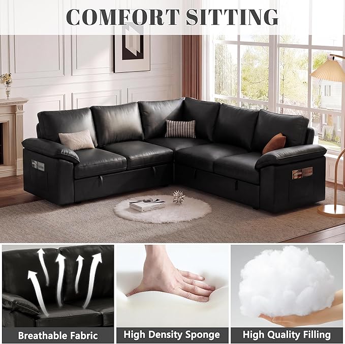85 Inch Faux Leather Modular Sectional Sofa