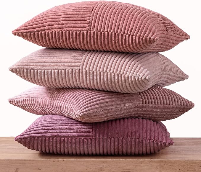 MIULEE Aesthetic Pink Throw Pillow Covers 18x18 Inch Set of 4 Spring Decorative
