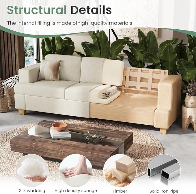 YOUDENOVA 2 Piece Set Comfy Sofa Couch, 2 3-Seater Sofa