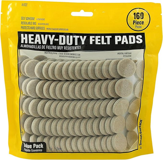 Smart Surface 8727 Heavy Duty Self Adhesive Furniture Felt Pads 1-Inch Round