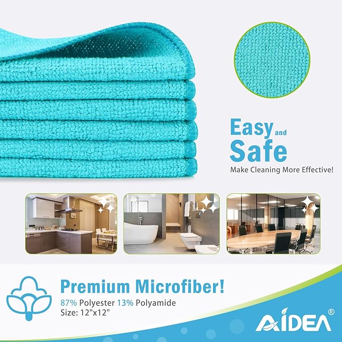 AIDEA Microfiber Cleaning Cloth-12PK, Soft Microfiber Towels