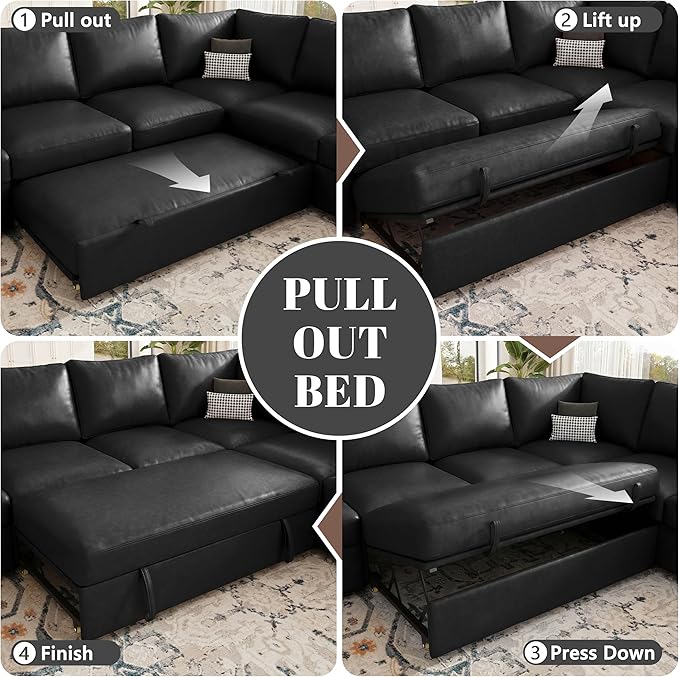 108 Inch Faux Leather Modular Sectional Sofa