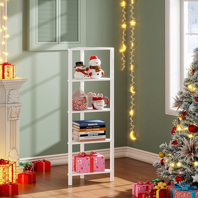 TUTOTAK Corner Shelf, 5-Tier Corner Bookshelf