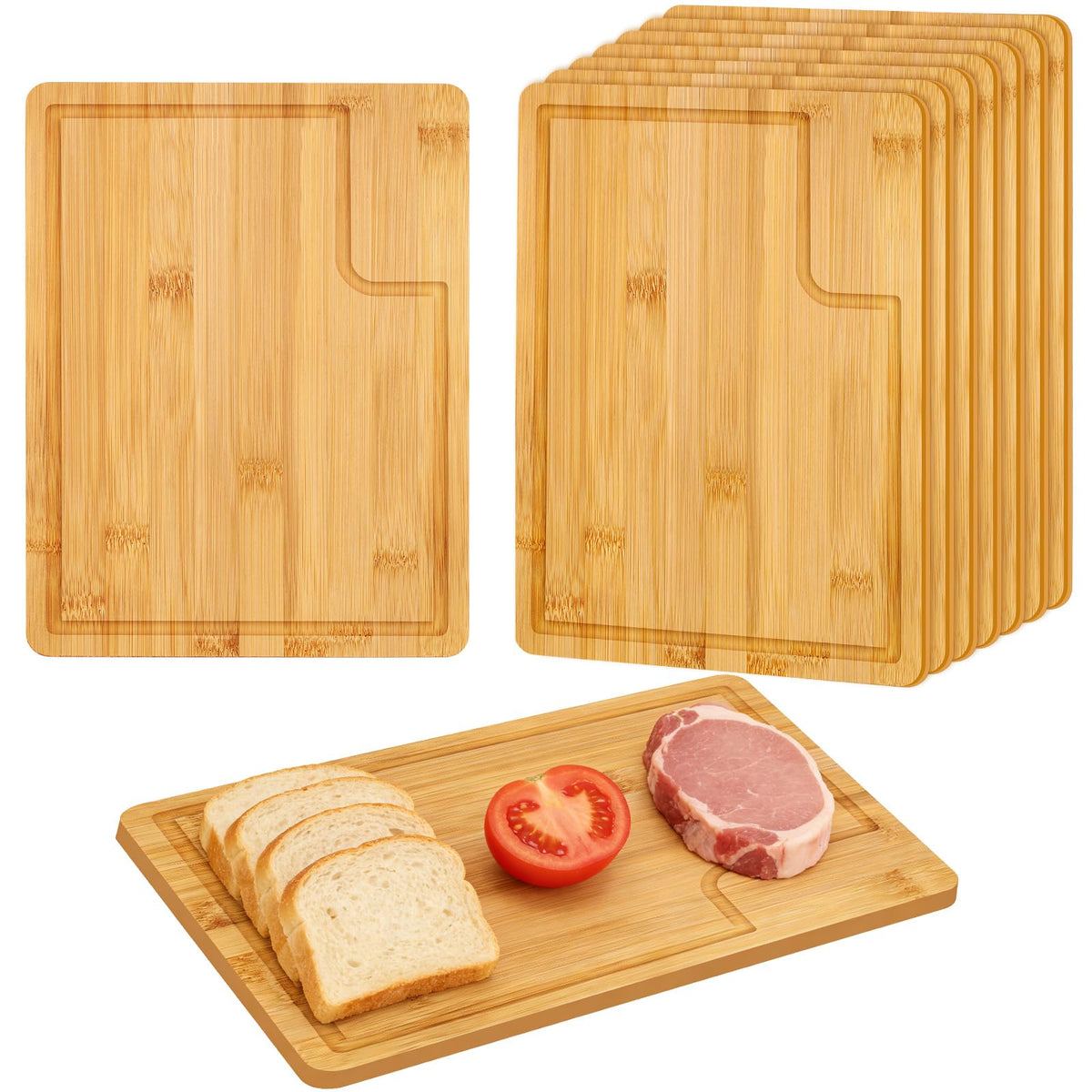 Lincia 12 Pcs Cutting Board Bulk with Juice Groove Christmas Charcuterie Board Large Bamboo Rectangular Wooden Cutting Boards for Kitchen Xmas Party Bridal Shower Favor Meat Cheese Bread Vegetables