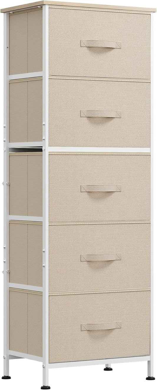 WLIVE Fabric Dresser, 5-Drawer Tall Dressers