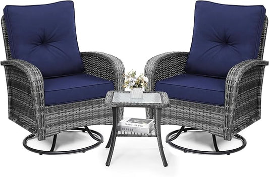wildformers Luxury Outdoor Swivel Wicker Glider Patio Chairs