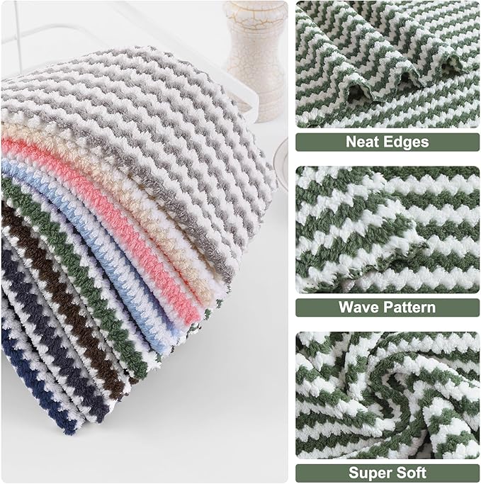 Homaxy 12 Pack Kitchen Dish Cloths, Ultra Soft and Absorbent Dish Towels