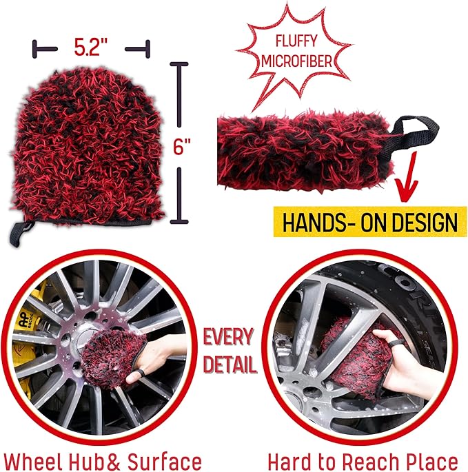 Metal Free Microfiber Wheel Brush Kit- Microfiber Angled Wheel Brush, Long