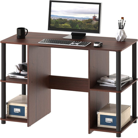 SHW 38-Inch Home Office Wood Desk with Double Sided Shelves, Cherry