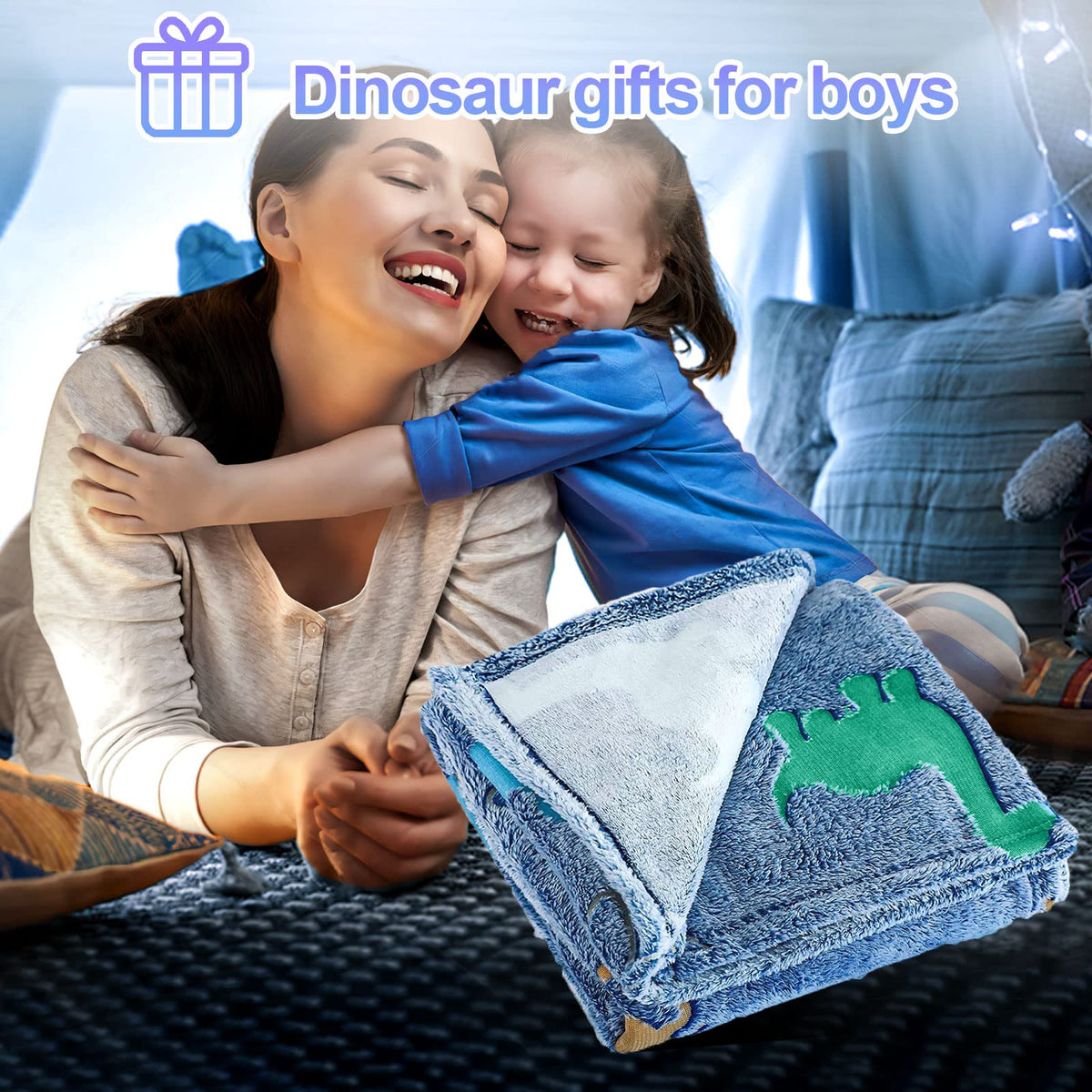 TEHALK Dinosaur Glow in The Dark Blanket for Kids, Toddler Blanket for Boys, Dinosaur Gifts for Boys/Kids, Soft Fleece Blanket Throw, Birthday Gifts 40"x60"
