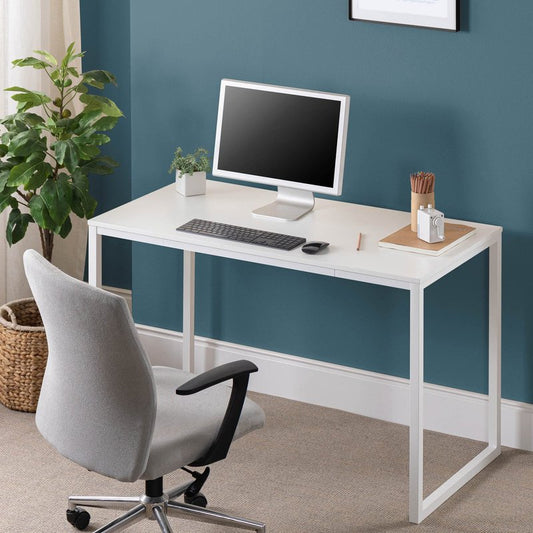 Zinus Jennifer 47 Inch White Frame Desk, Computer Workstation, Office Desk, Easy Assembly, White