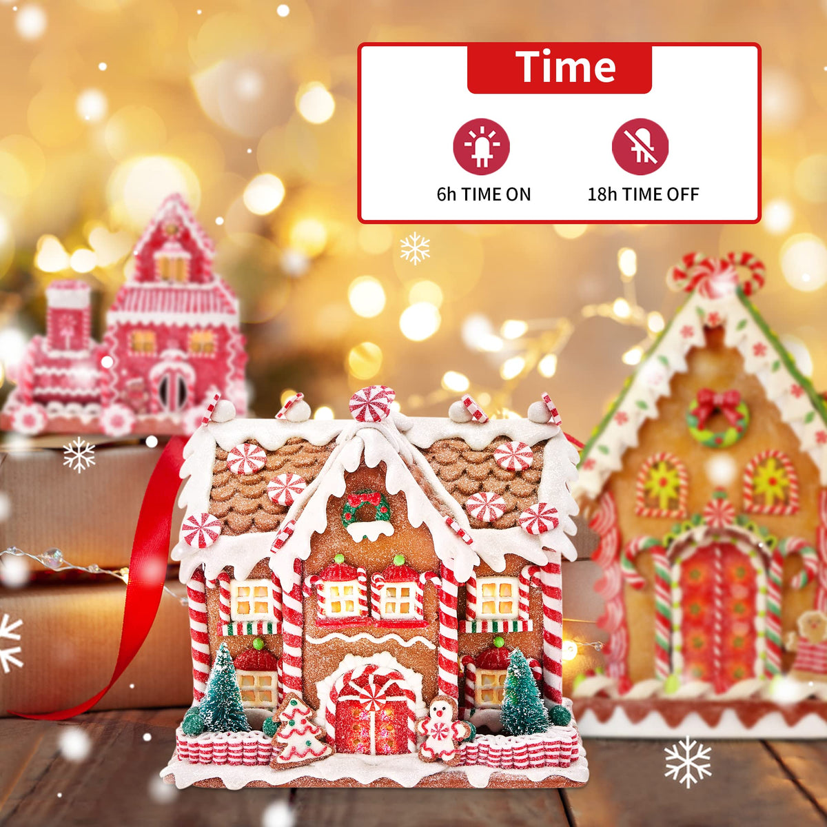 KPCB Gingerbread House Decorations - Gingerbread Decor 8.7 inches - Classic Christmas Village Figurines with Detailed Handcrafted Elements - Table Centerpiece Cookie Holiday Decor