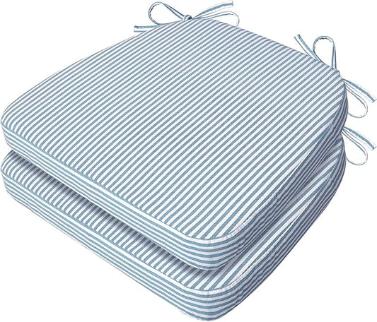 AAAAAcessories D-Shaped Chair Cushions, Machine-Washable Cover, Pinstripe Blue