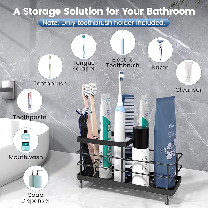 Luxspire Toothbrush Holders, 6 Slots Stainless Steel Tooth Brush Holder