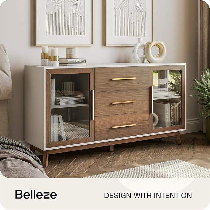 BELLEZE Set of 2 Sideboard Buffet, 60‘’ Console Table