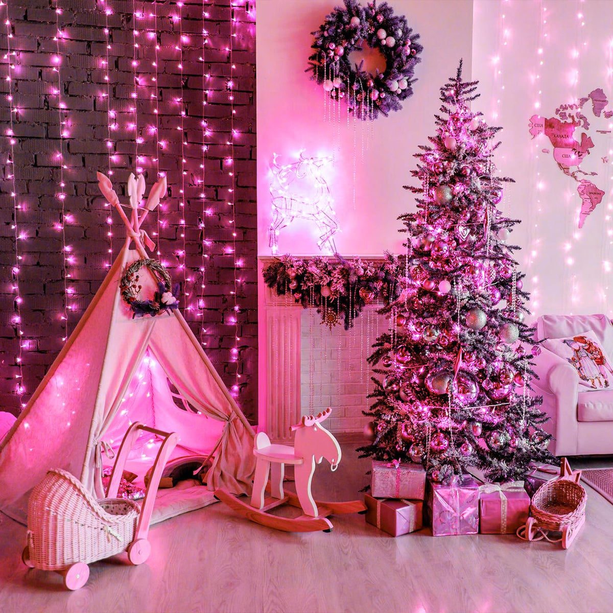 300 LED Pink String Lights Indoor Valentines Day Decorations, 100 FT Valentines Day Lights Waterproof with 8 Modes, Clear Wire Pink Fairy Lights Plug in for Valentine Day Wedding Party Bedroom Decor