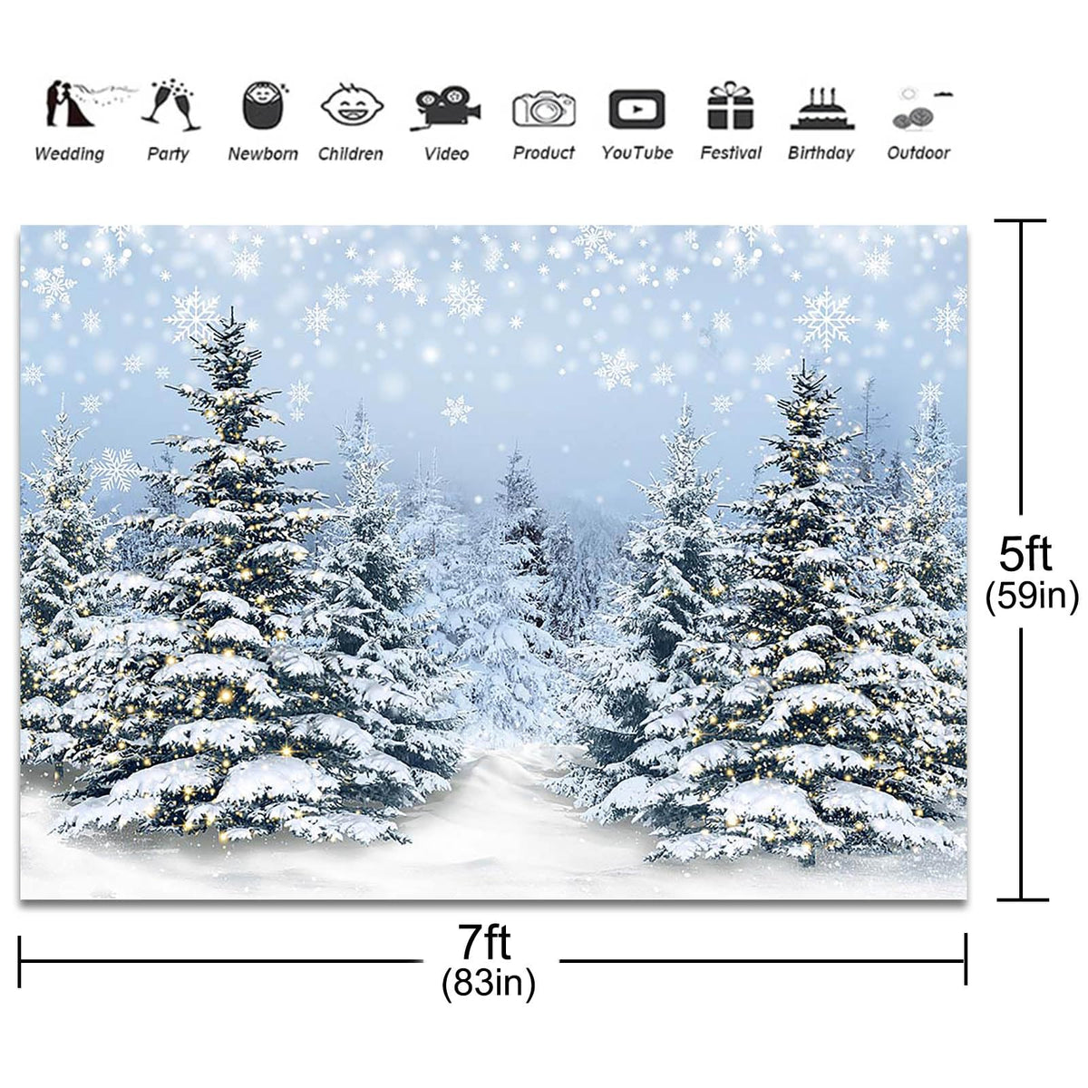 Fitumiw Winter Snowy Forest Scene Backdrop 7x5ft Christmas Winter Wonderland Photography Background Party Decorations Xmas Pine Trees Banner Photo Booth Props