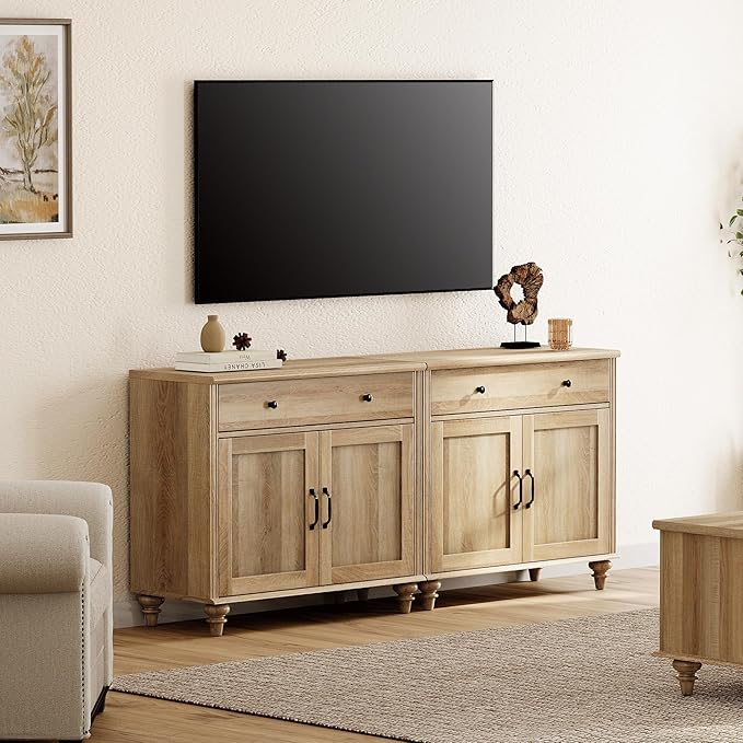 WAMPAT Farmhouse TV Stand for 75 inch TV