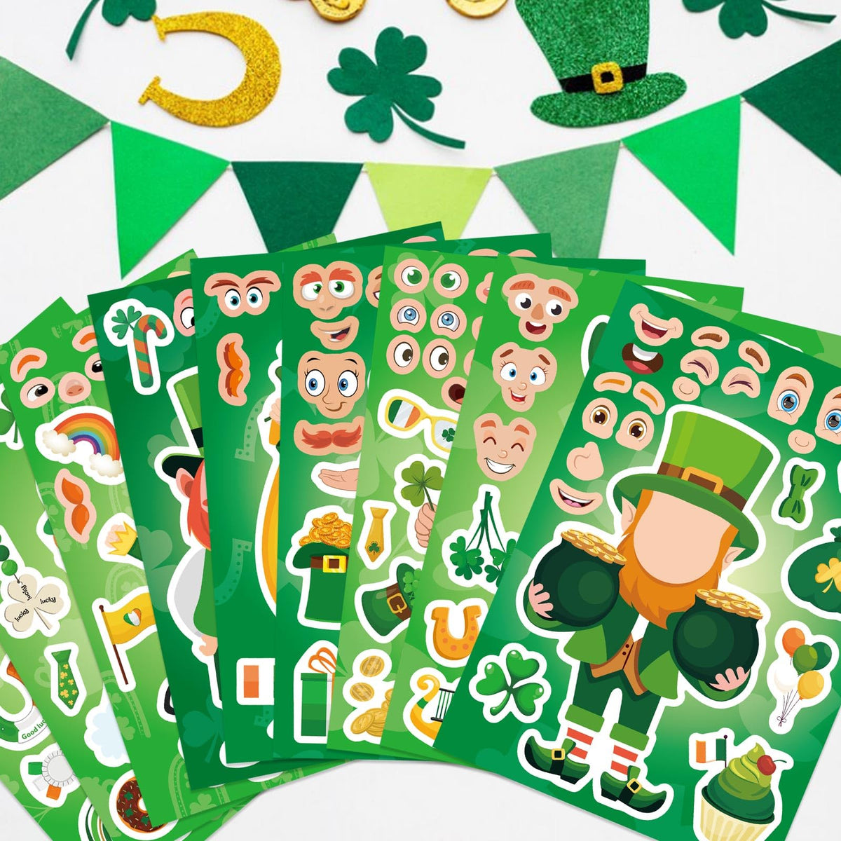27 Sheets St. Patrick's Day Stickers for Kids Toddlers, Make a Face Stickers, Make Your Own Stickers DIY Saint Patrick Irish Stickers for St. Patrick's Day Craft Party Favor Decorations