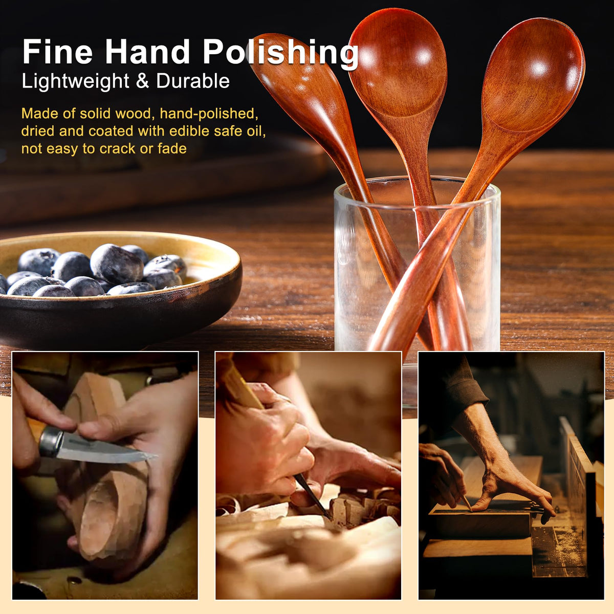 LOROTOCO 50PCS Small Wooden Spoons 6.7" Soup Spoons Bulk for Eating with Stirring & Scoop Coffee Honey Tea Jam Salts Kitchen Utensils Set
