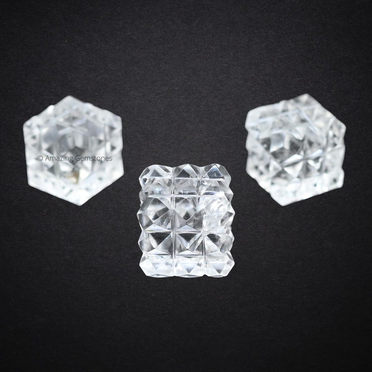 Amazing Gemstone Clear Quartz Crystal Cube with 54 Pyramid - 1" Mini Lemurian Pyramid Cube Figurine of Natural Stone Pyramid for Meditation, Reiki, Chakra Balancing Vastu Pooja and Crystal Grids